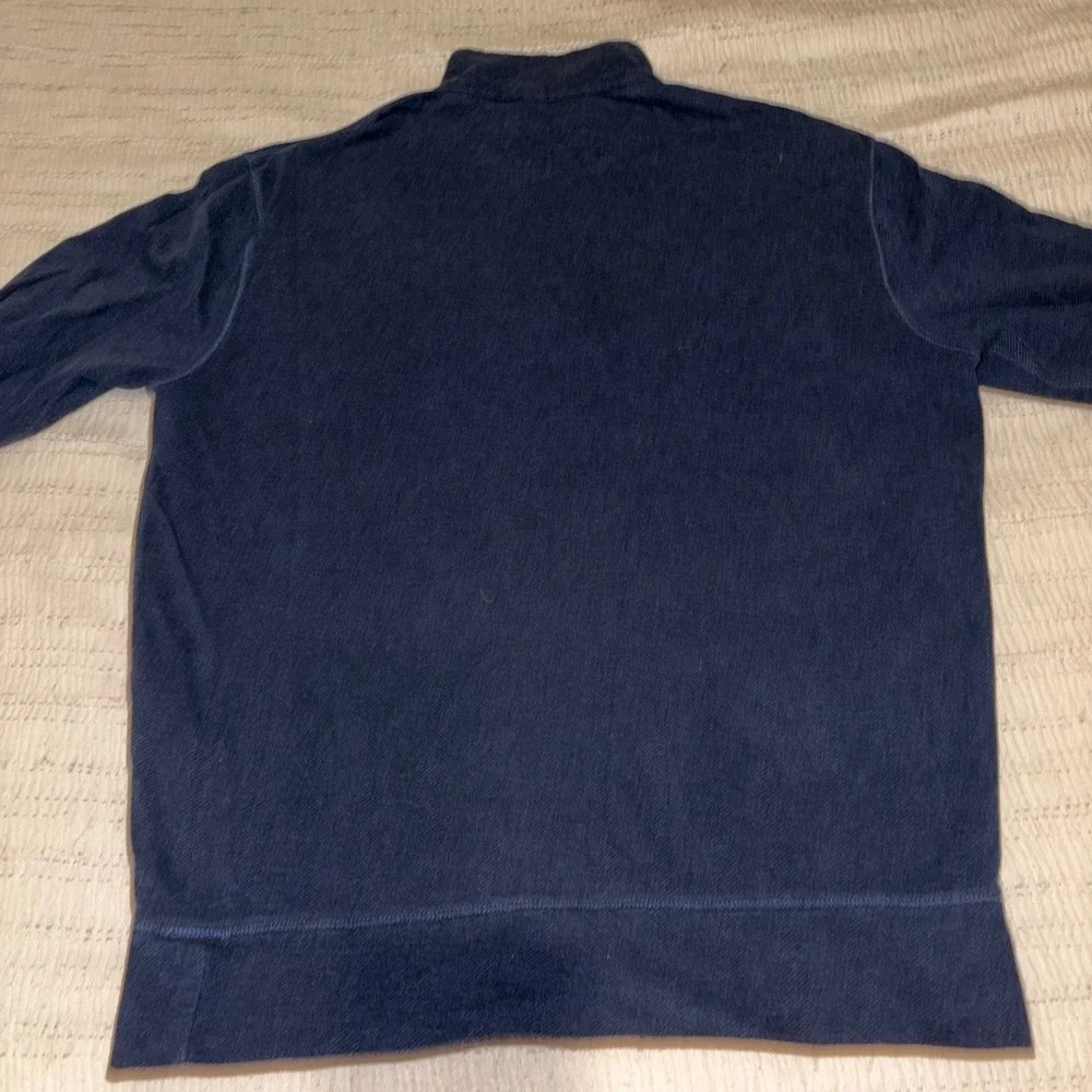 Polo Ralph Lauren Mens Navy Blue Herringbone Quarter Zip Pullover Small‎